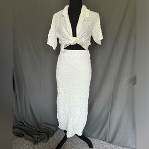 2 piece white skirt set mango